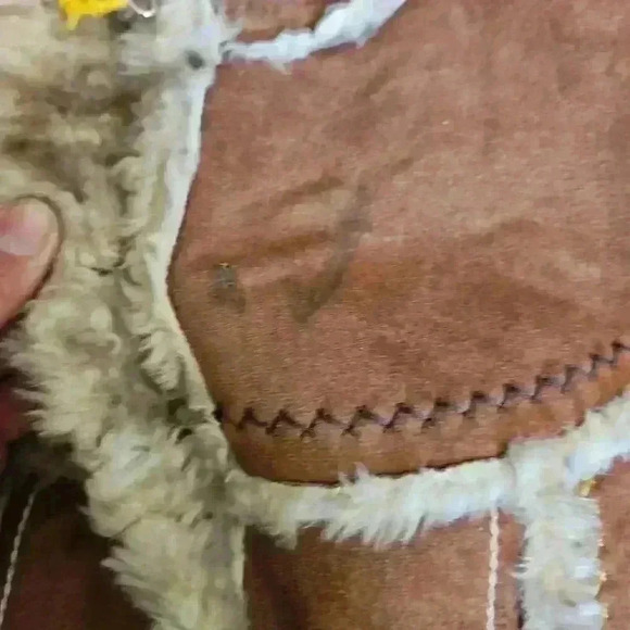 Miss Sixty Womens Suede Vintage 70s Penny Lane Bohemian Faux Fur Trim Coat XS - Picture 13 of 16